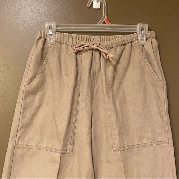 Chico’s Tan Linen Blend Pants Size 0 Drawstring - Picture 3 of 12
